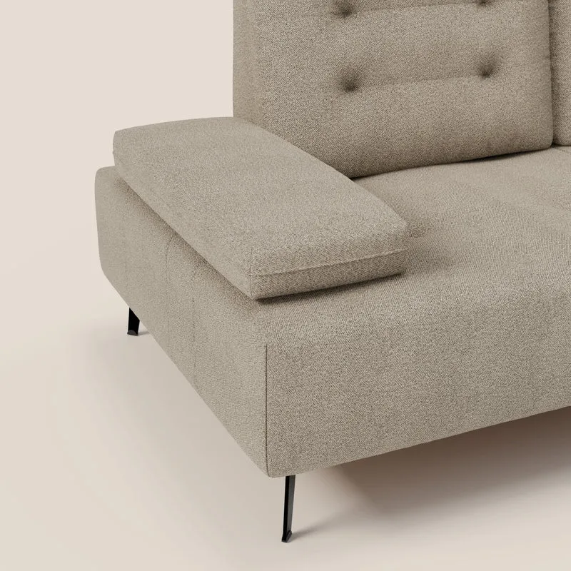 Lugano Canapé 3 places avec dossiers coulissants et accoudoirs réglables en bouclette douce et imperméable T07 beige