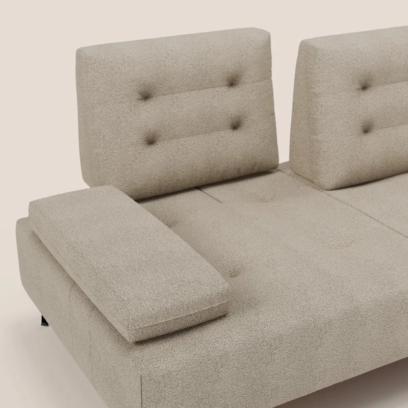 Lugano Canapé 3 places avec dossiers coulissants et accoudoirs réglables en bouclette douce et imperméable T07 beige