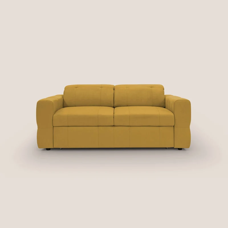 Kronos Canapé avec pouf extractible et têtières inclinalbes en microfibre douce imperméable T11 jaune
