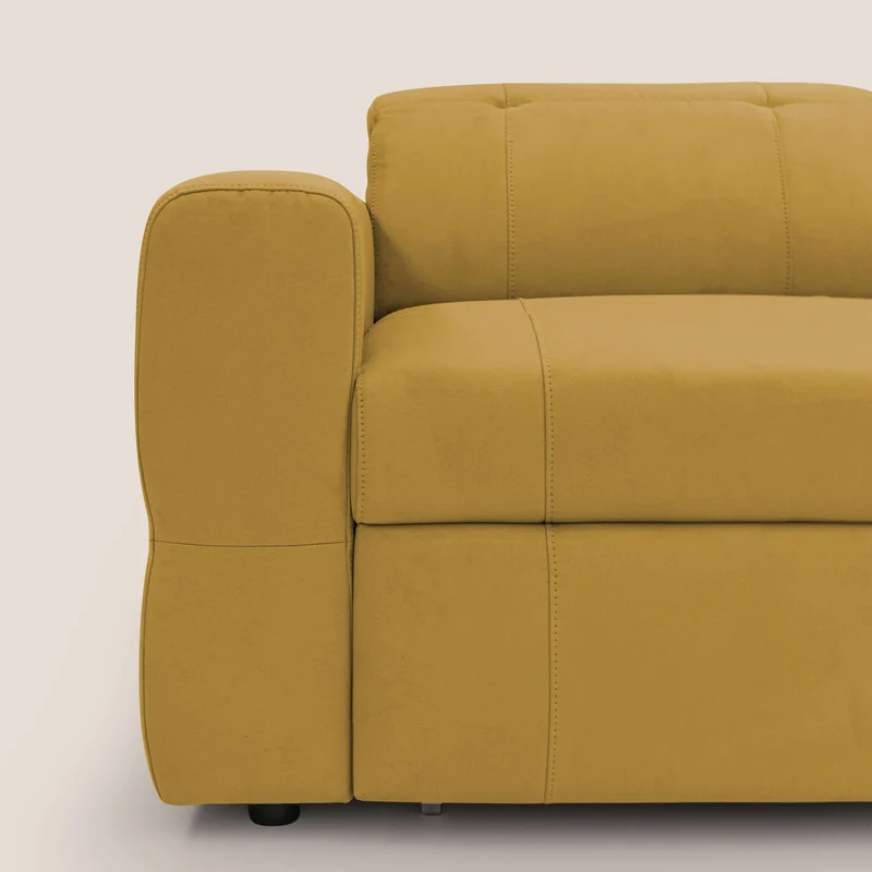 Kronos Canapé avec pouf extractible et têtières inclinalbes en microfibre douce imperméable T11 jaune