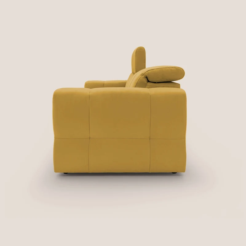 Kronos Canapé avec pouf extractible et têtières inclinalbes en microfibre douce imperméable T11 jaune