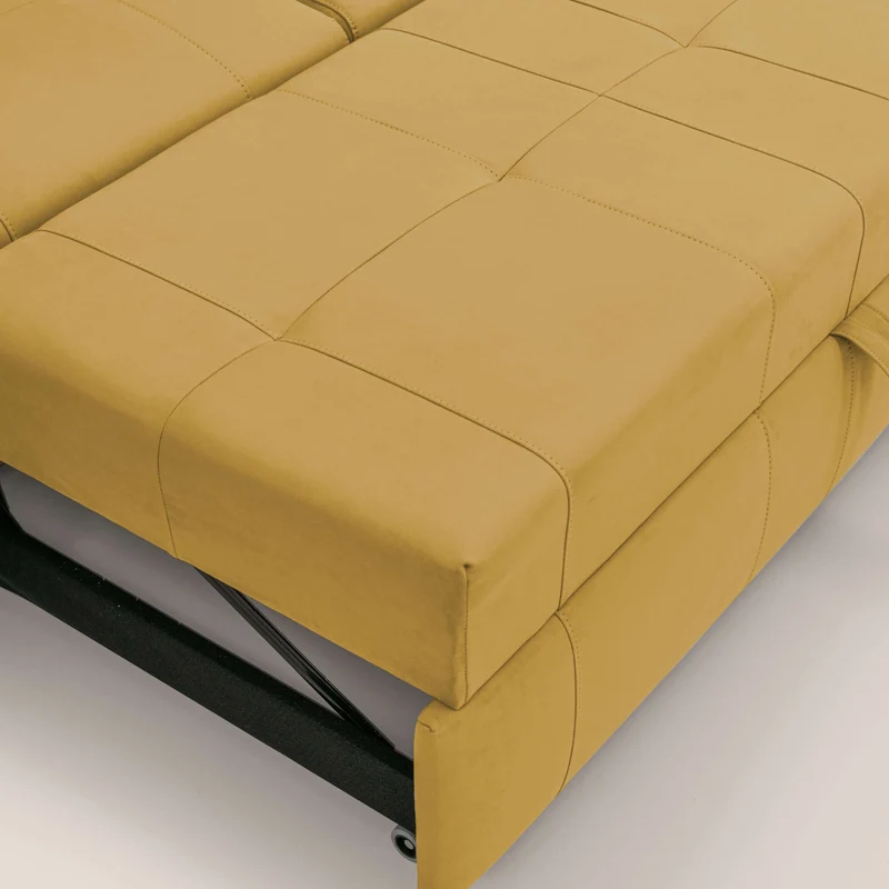 Kronos Canapé avec pouf extractible et têtières inclinalbes en microfibre douce imperméable T11 jaune