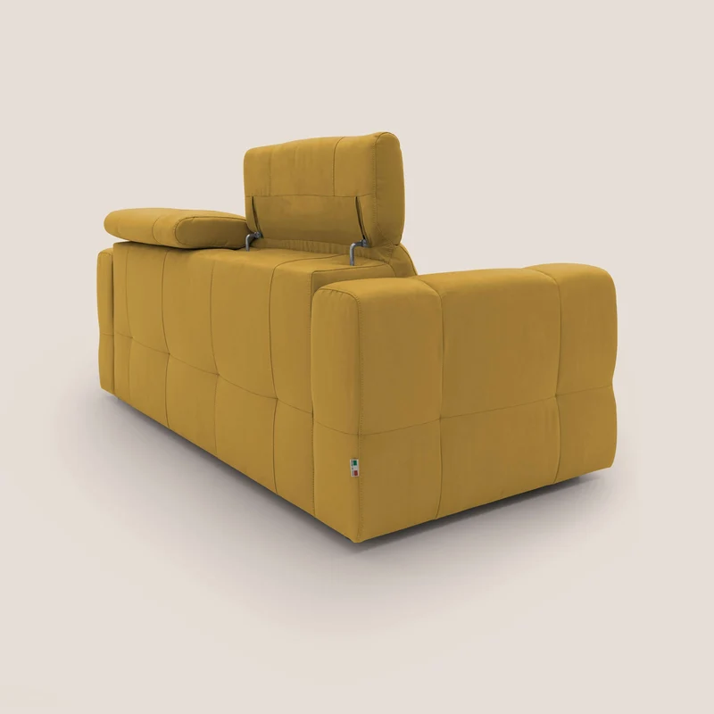 Kronos Canapé avec pouf extractible et têtières inclinalbes en microfibre douce imperméable T11 jaune