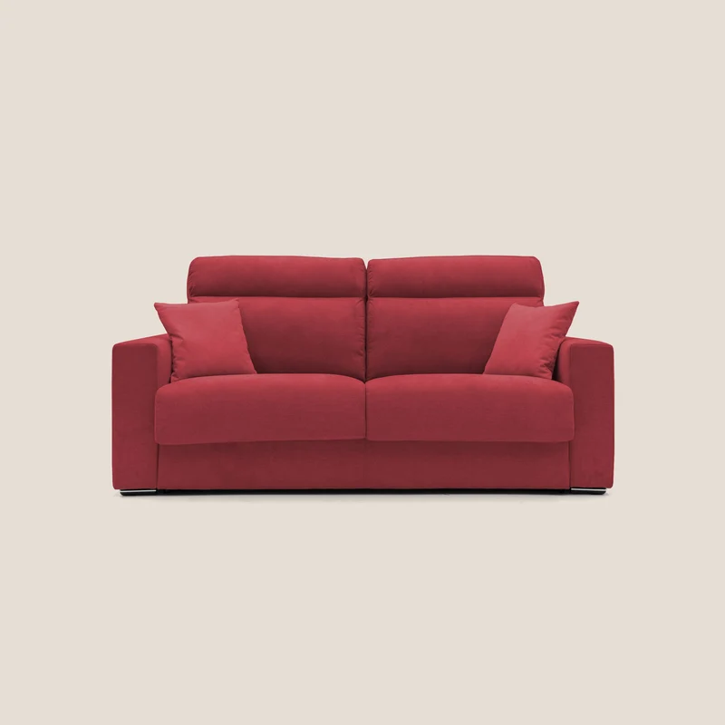 Nikita canapé lit convertible avec haut dossier moelleux en tissu doux imperméable T02 rouge