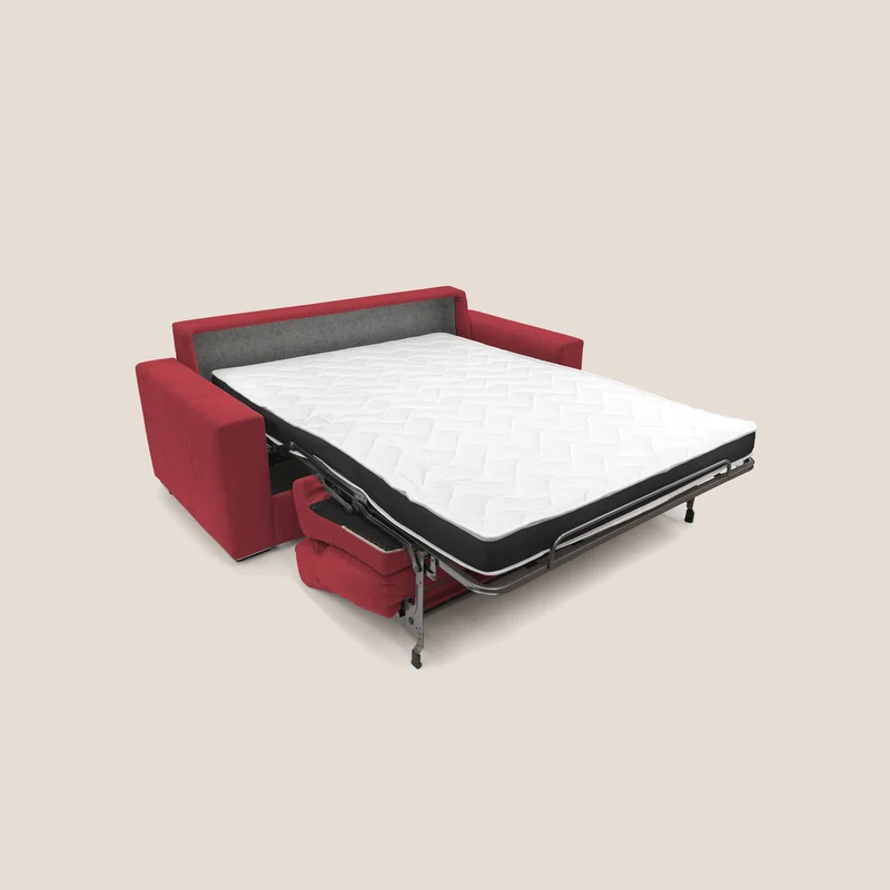 Nikita canapé lit convertible avec haut dossier moelleux en tissu doux imperméable T02 rouge