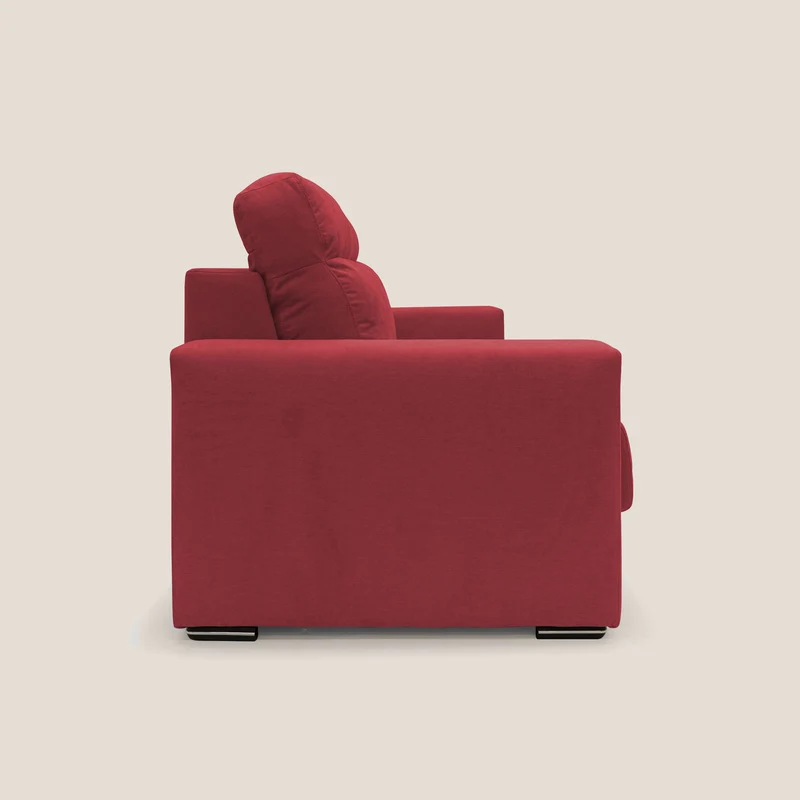 Nikita canapé lit convertible avec haut dossier moelleux en tissu doux imperméable T02 rouge