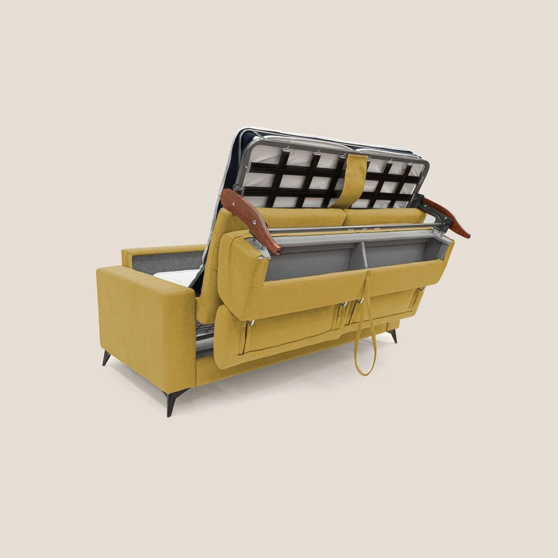 Pegaso canapé convertible avec têtières inclinables en tissu doux imperméable T02 jaune