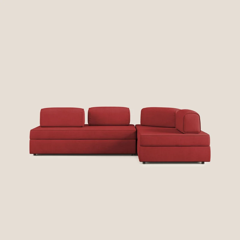 Liberty Canapé d'angle avec pouf extractible et dossiers amovibles en tissu doux imperméable T02 rouge