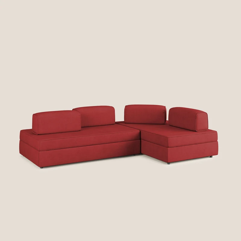 Liberty Canapé d'angle avec pouf extractible et dossiers amovibles en tissu doux imperméable T02 rouge