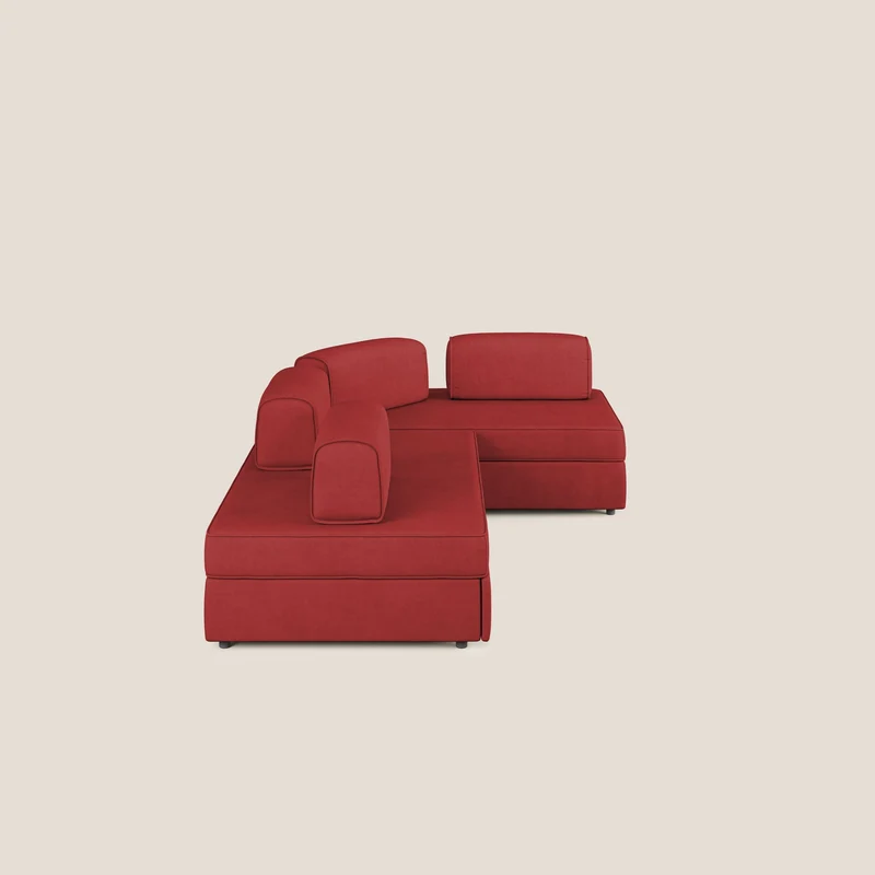 Liberty Canapé d'angle avec pouf extractible et dossiers amovibles en tissu doux imperméable T02 rouge