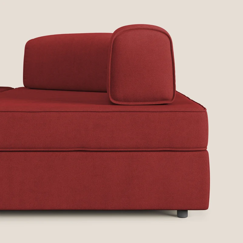 Liberty Canapé d'angle avec pouf extractible et dossiers amovibles en tissu doux imperméable T02 rouge