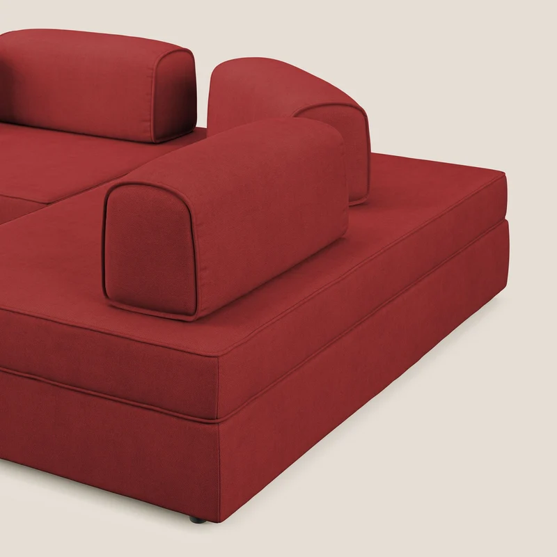 Liberty Canapé d'angle avec pouf extractible et dossiers amovibles en tissu doux imperméable T02 rouge