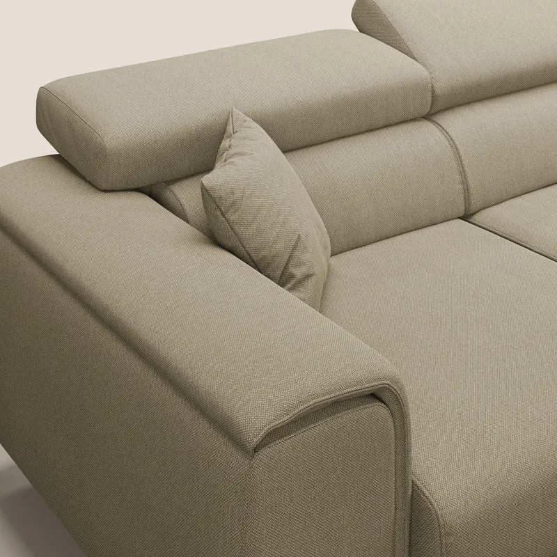Fusion Canapé avec 3 assises coulissantes en tissu doux antitache T05 chameau
