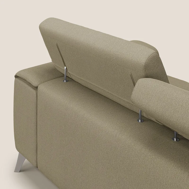 Fusion Canapé avec 3 assises coulissantes en tissu doux antitache T05 chameau