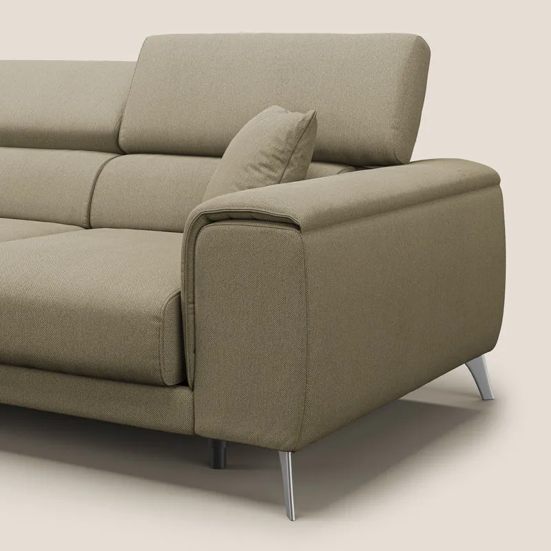 Fusion Canapé avec 3 assises coulissantes en tissu doux antitache T05 chameau