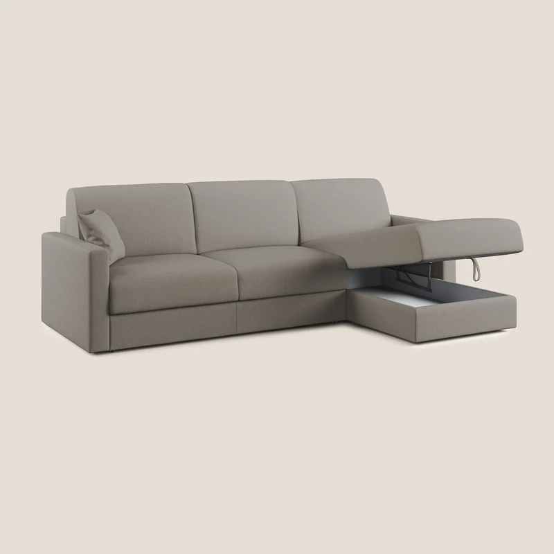 Chris Canapé d'angle 5 places en tissu imperméable T13 Taupe tortora