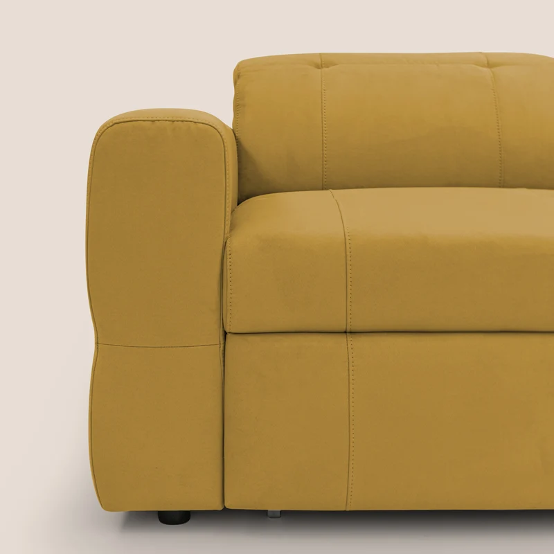 Kronos Canapé d'angle avec extractible et pouf coffre en micorfibre imperméable T11 jaune