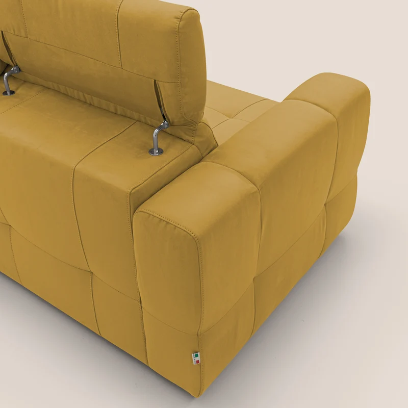 Kronos Canapé d'angle avec extractible et pouf coffre en micorfibre imperméable T11 jaune