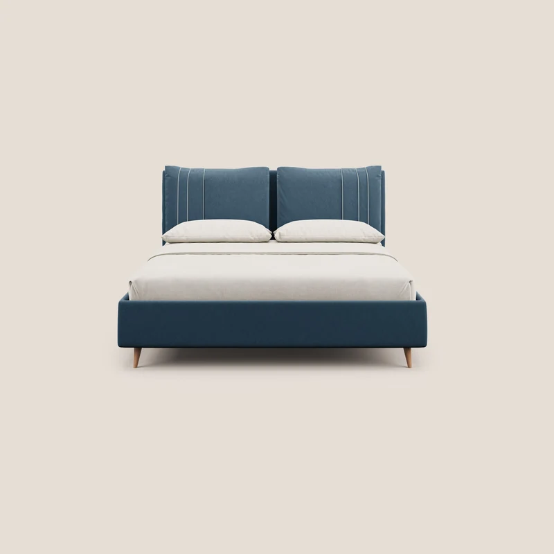 Nathan lit coffre avec coussins réglables et poches en microfibre velours imperméable T09 bleu