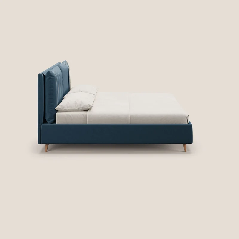 Nathan lit coffre avec coussins réglables et poches en microfibre velours imperméable T09 bleu