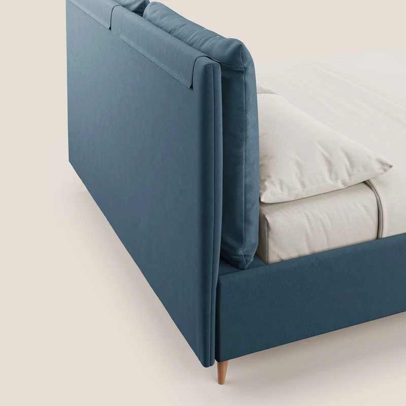 Nathan lit coffre avec coussins réglables et poches en microfibre velours imperméable T09 bleu