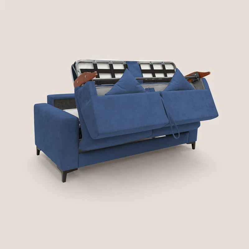 Kafka canapé lit convertible en tissu doux imperméable T02 bleu