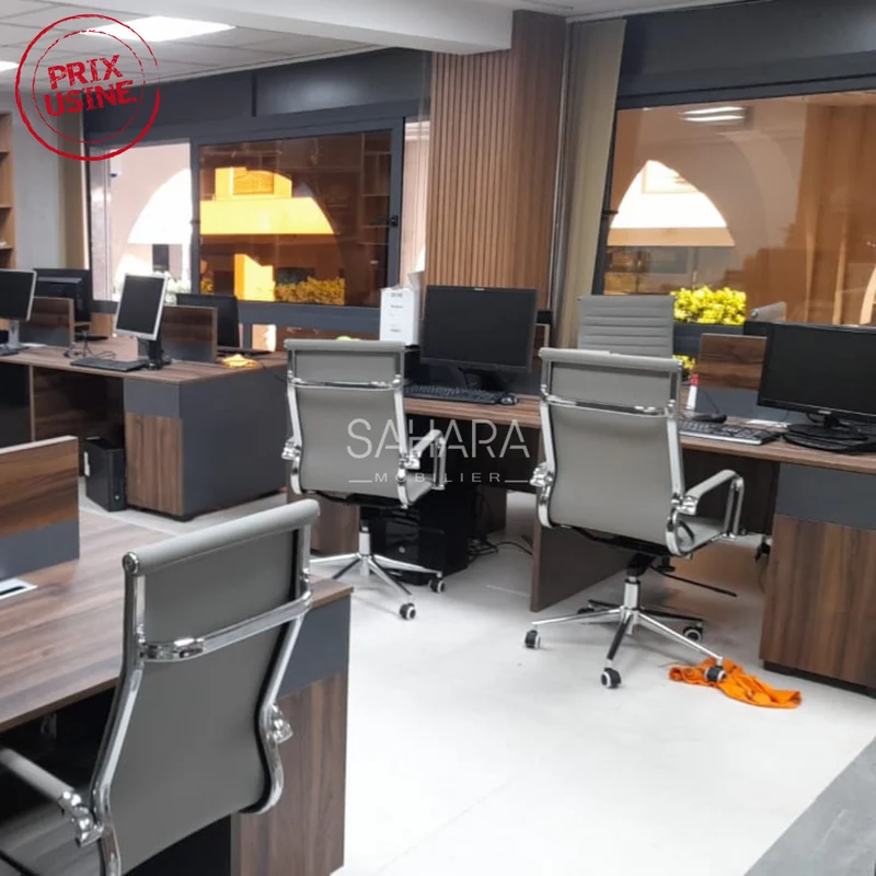 Bureau bench 4 positions avec caissons Réf. C0496