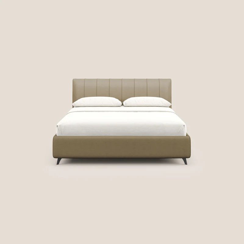 Bogart lit avec coffre rembourré complètement déhoussable en microfibre détachable T11 beige