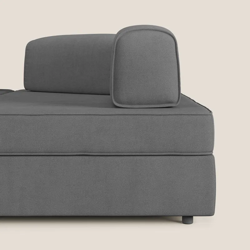 Liberty Canapé d'angle avec pouf extractible et dossiers amovibles en tissu doux imperméable T02 gris