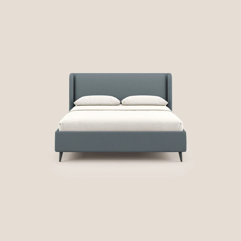 Nadine lit coffre de design et confort italien en tissu imperméable T19 sucre glace