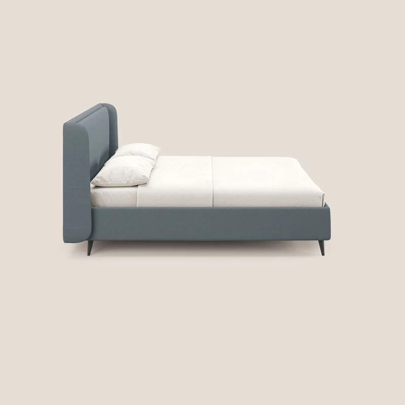 Nadine lit coffre de design et confort italien en tissu imperméable T19 sucre glace