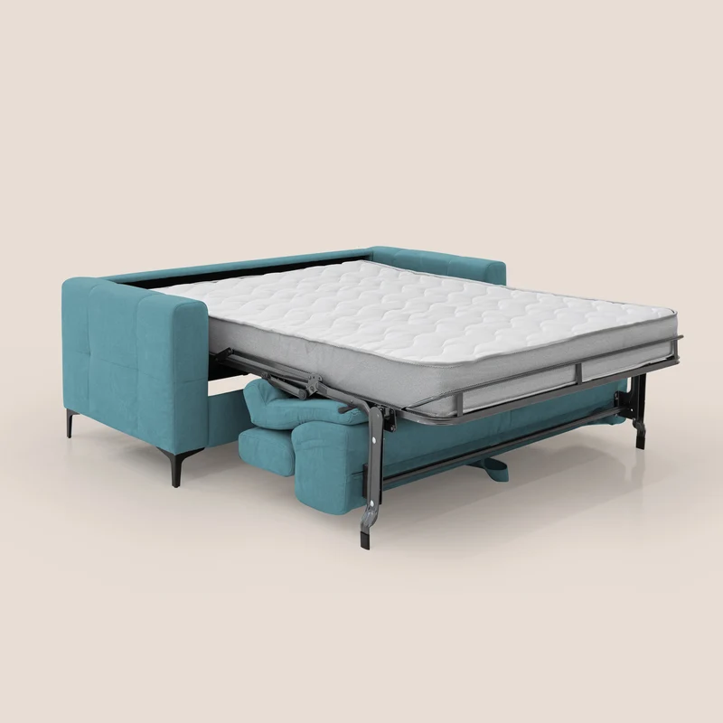 Gardenia canapé convertible matelas H 18cm avec têtières réglables et revêtement imperméable T02 bleu ciel