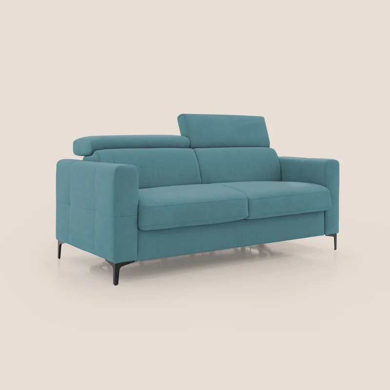 Gardenia canapé convertible matelas H 18cm avec têtières réglables et revêtement imperméable T02 bleu ciel