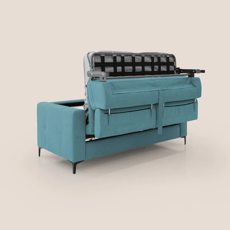Gardenia canapé convertible matelas H 18cm avec têtières réglables et revêtement imperméable T02 bleu ciel
