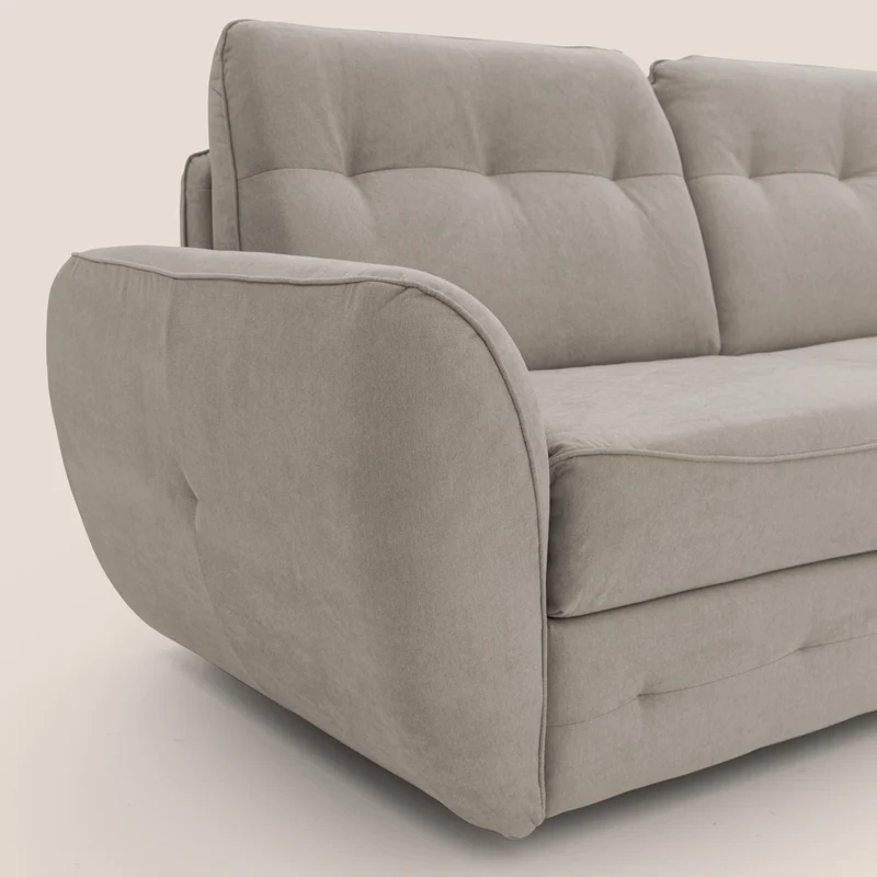 Zeus Canapé convertible scandinave avec dossier haut et matelas H18 cm en tissu imperméable T02 beige