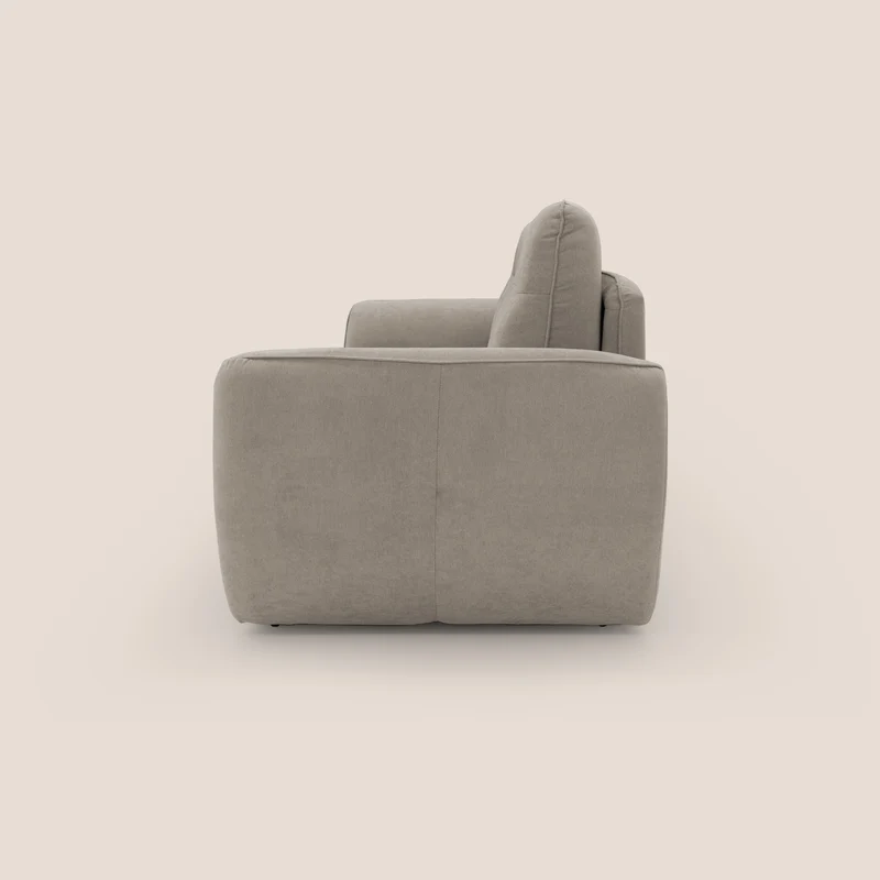 Zeus Canapé convertible scandinave avec dossier haut et matelas H18 cm en tissu imperméable T02 beige