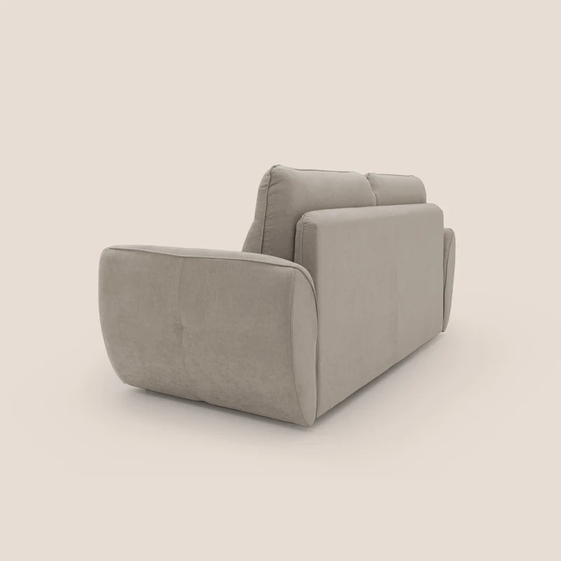 Zeus Canapé convertible scandinave avec dossier haut et matelas H18 cm en tissu imperméable T02 beige