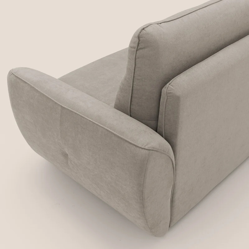 Zeus Canapé convertible scandinave avec dossier haut et matelas H18 cm en tissu imperméable T02 beige