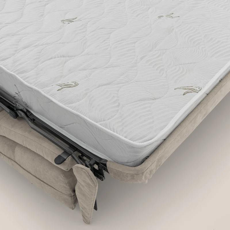 Zeus Canapé convertible scandinave avec dossier haut et matelas H18 cm en tissu imperméable T02 beige