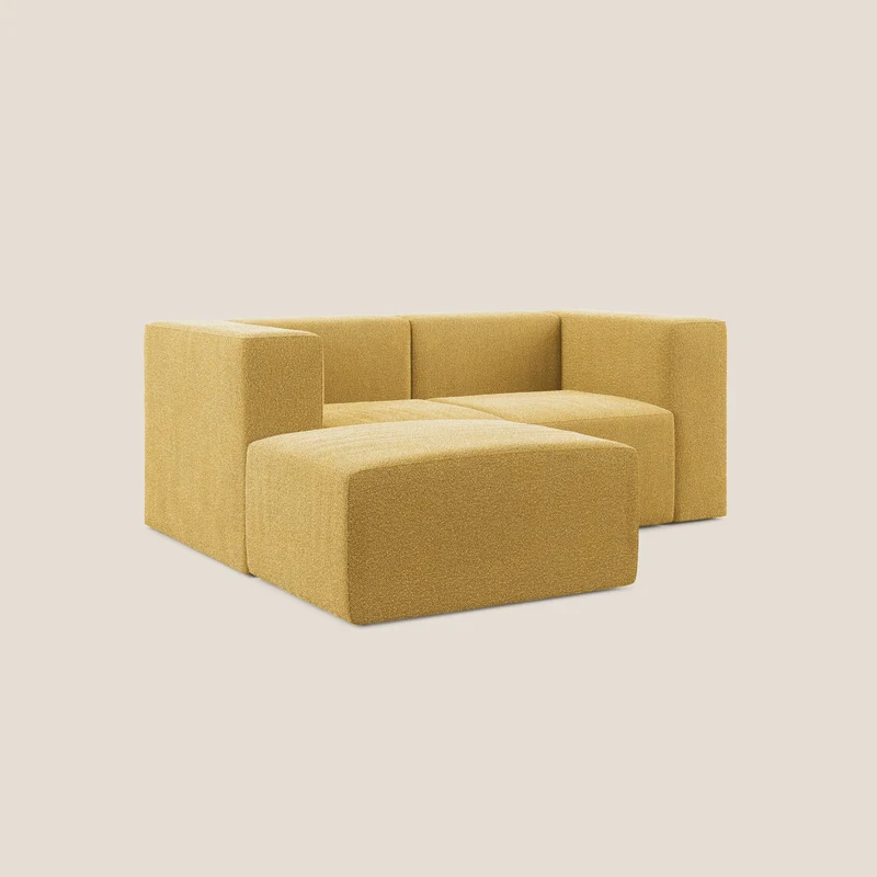 Nettuno canapé d'angle reversible modulable en bouclette douce T07 jaune