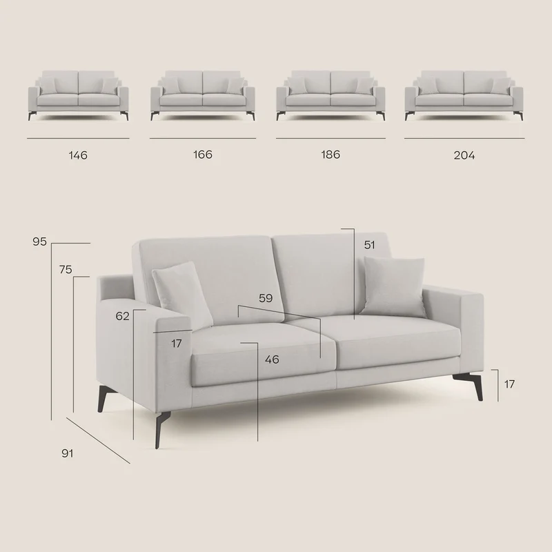 Prestige canapé moderne en microfibre détachable T11 noir
