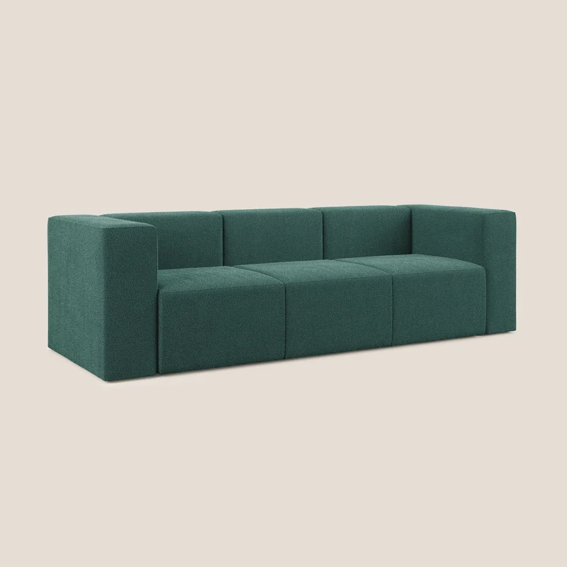 Nettuno canapé moderne modulable 3 assises en bouclette douce T07 vert