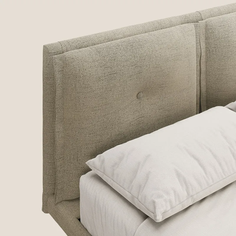 Ibuki lit avec coussins capitonnés réglables et pieds foncés en tissu flammé imperméable T03 beige