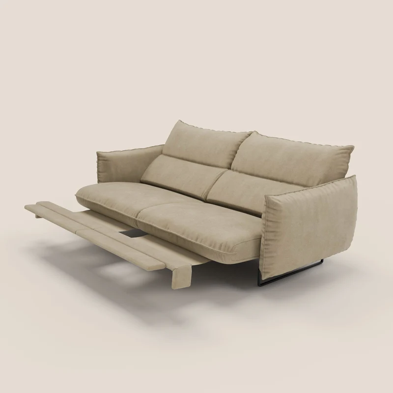 Monamour canapé au design moderne avec option relax électrique en microfibre détachable imperméable T11 beige
