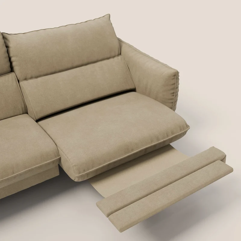 Monamour canapé au design moderne avec option relax électrique en microfibre détachable imperméable T11 beige