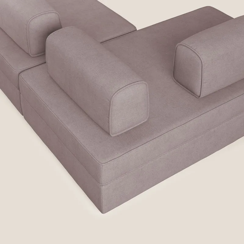 Liberty Canapé panoramique avec pouf extractible et dossiers amovibles en tissu doux imperméable T02 rose