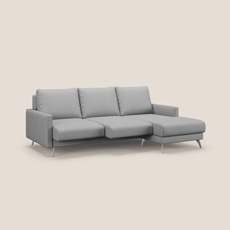 Klimt canapé d'angle avec assises coulissantes en tissu dous détachable T05 gris