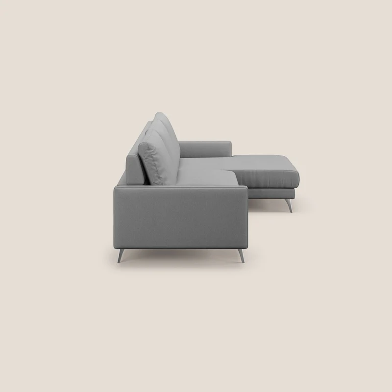 Klimt canapé d'angle avec assises coulissantes en tissu dous détachable T05 gris