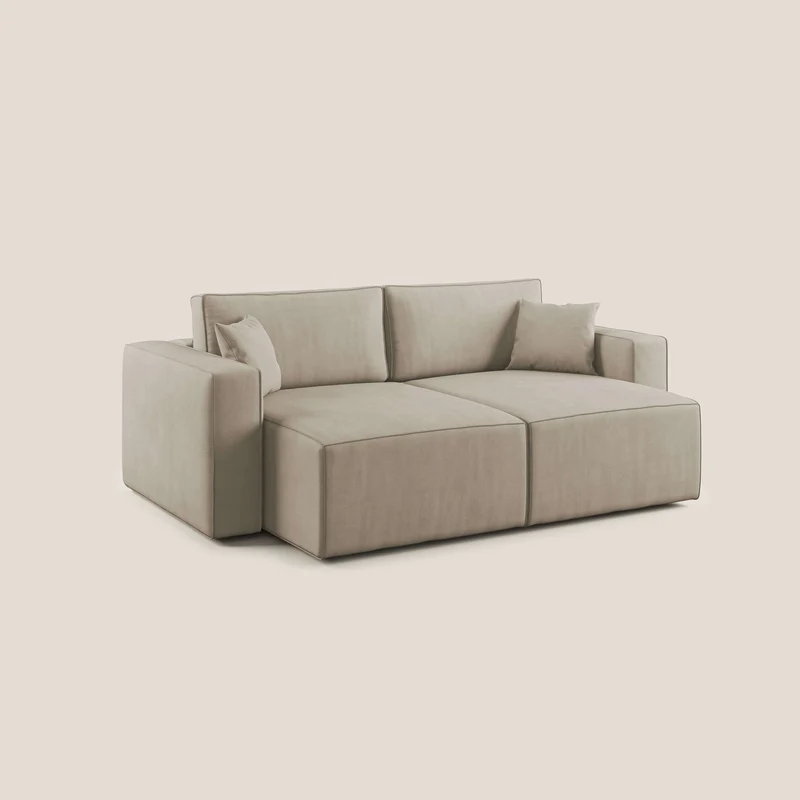 Morfeo canapé avec assises extractibles en tissu imperméable doux T02 beige
