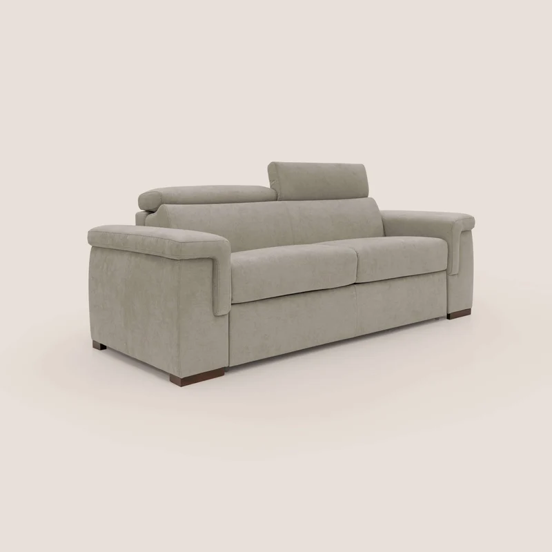 Giunone canapé convertible avec matelas de 18 cm et têtières inclinables en tissu imperméable T02 crème